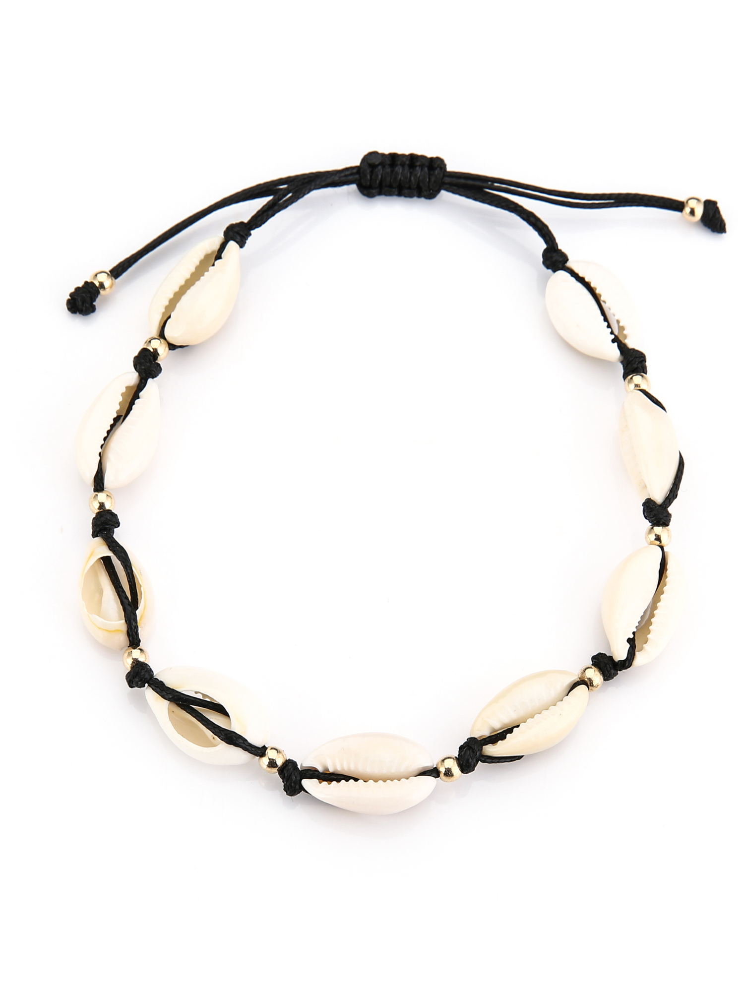 Enkelband schelpen - Zwart