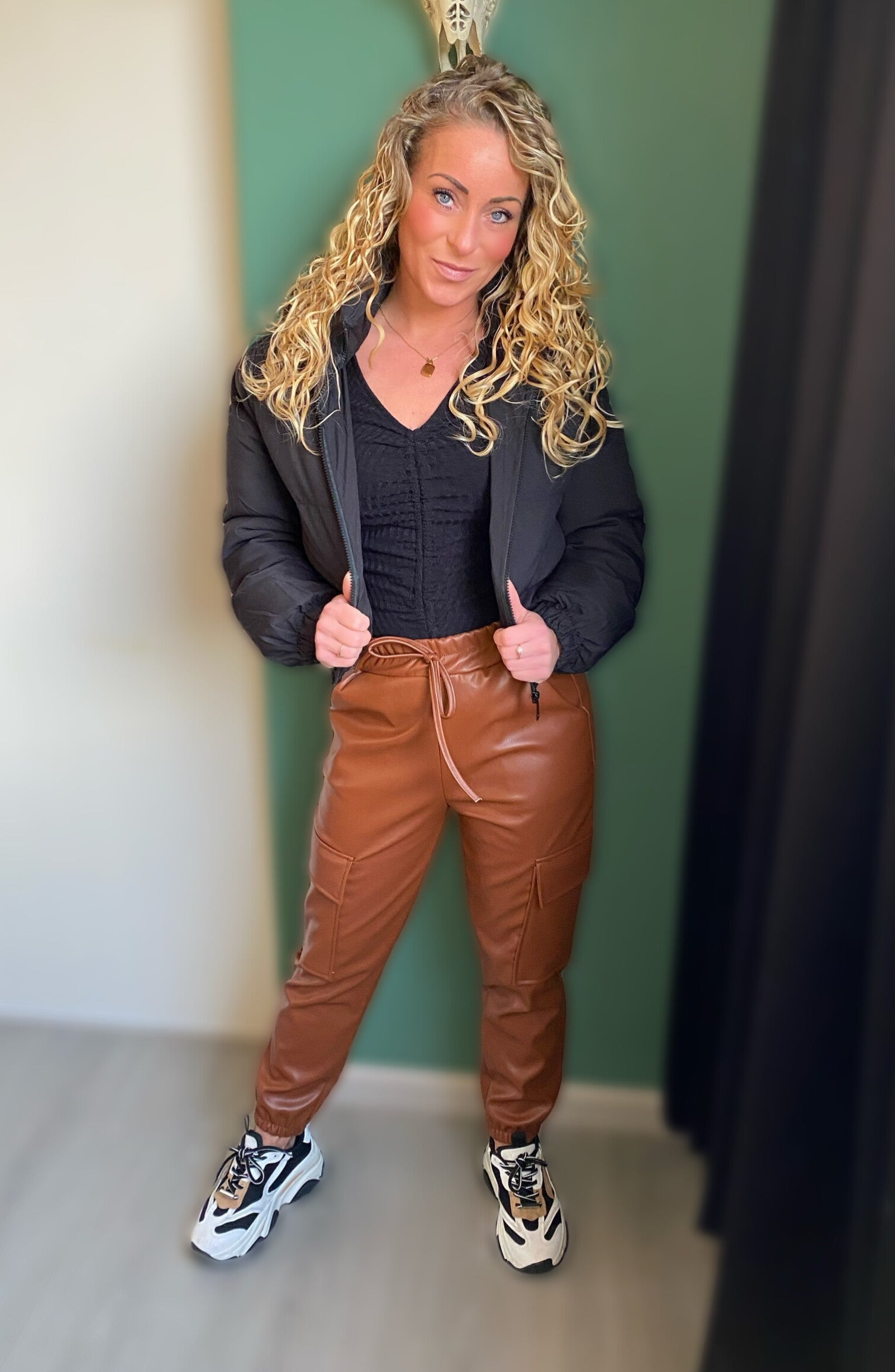 Cargobroek - Leatherlook Bruin