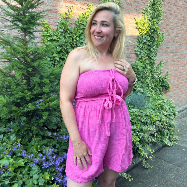 Jumpsuit wafelstof - Roze