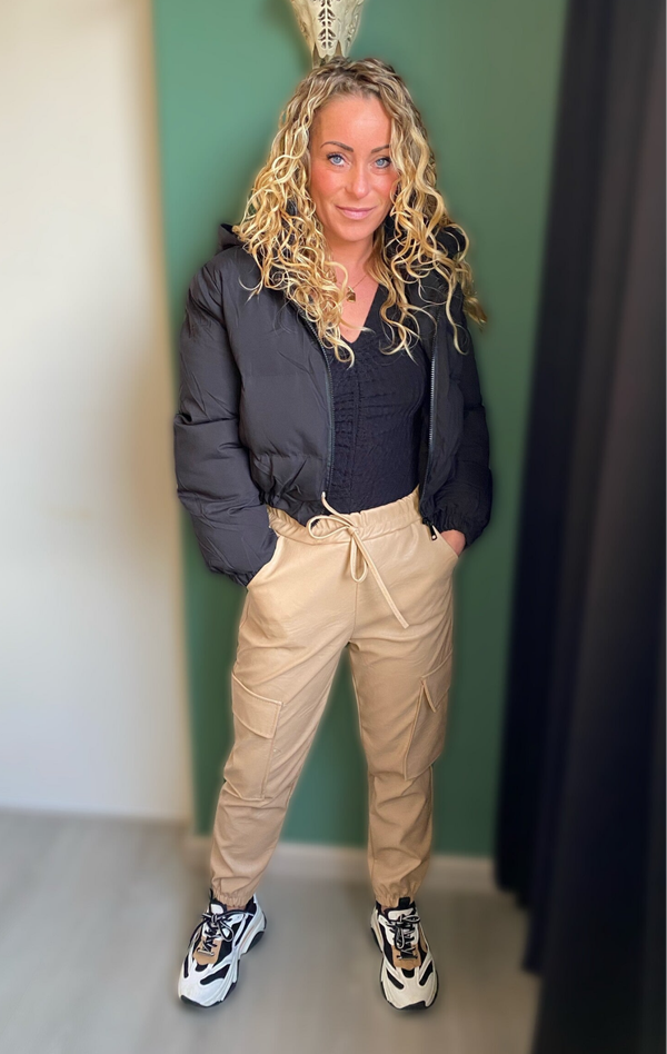 Cargobroek - Leatherlook Beige