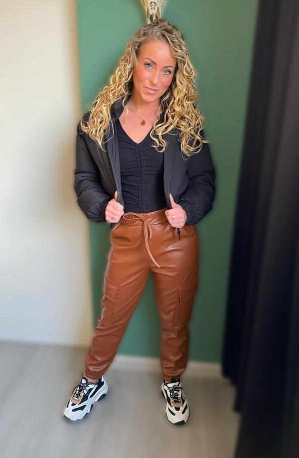 Cargobroek - Leatherlook Bruin