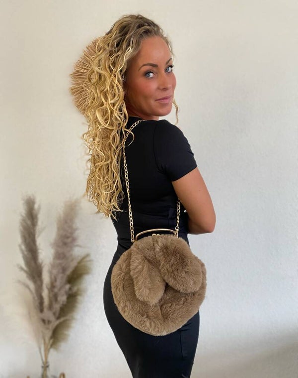 Faux fur handtas - Konijn taupe