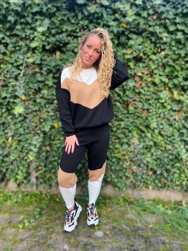 Comfy 2delige set - Zwart/Bruin/Wit