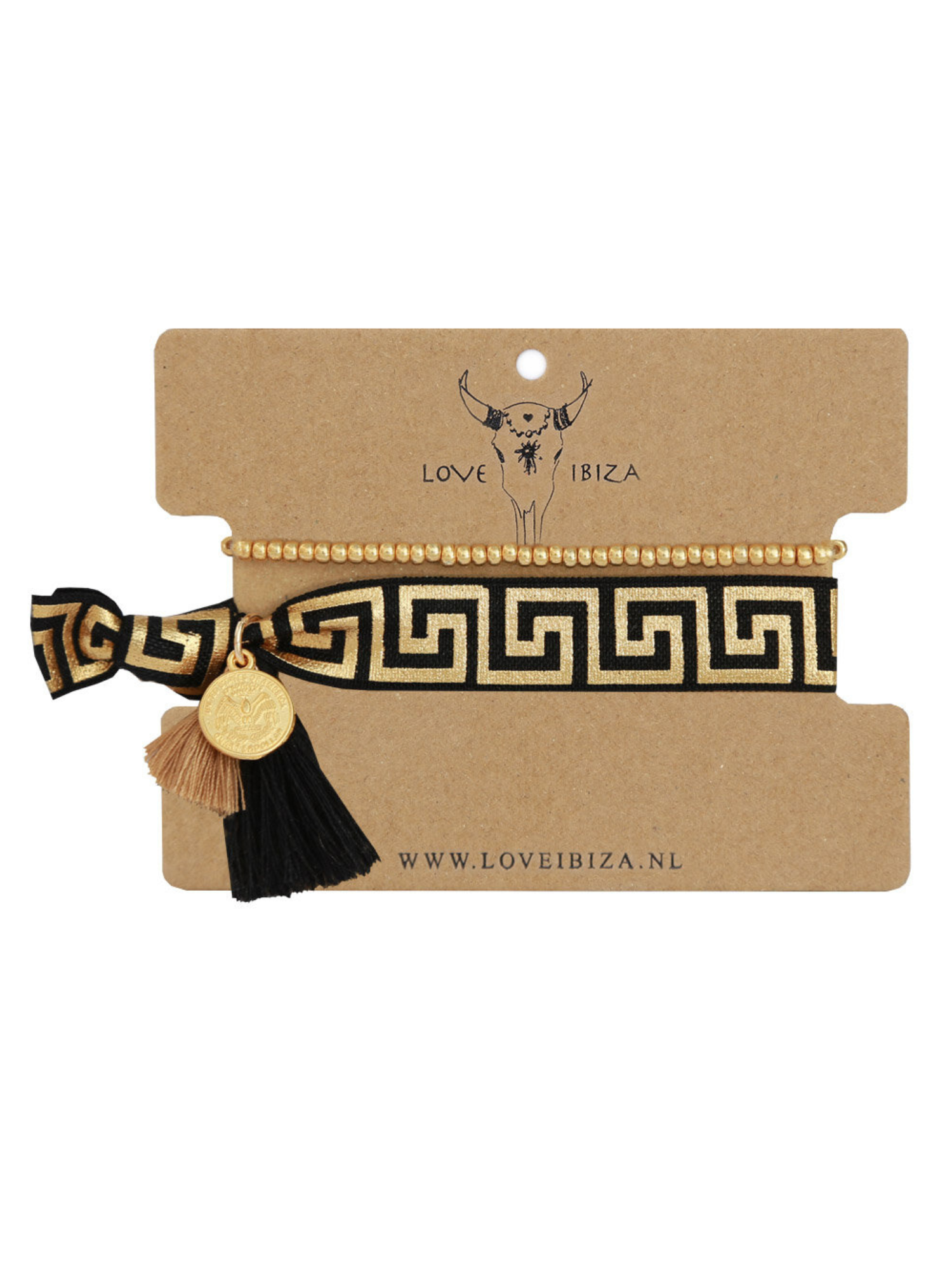 Love Ibiza armbandenset - Zwart goud