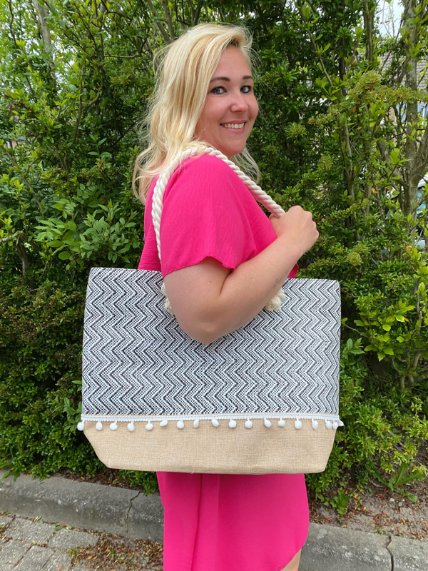 Strandtas Zigzag - Zwart