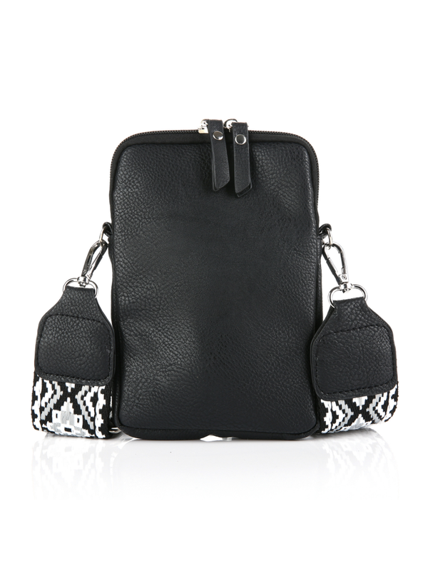 Telefoontas luxe schouderband - Zwart