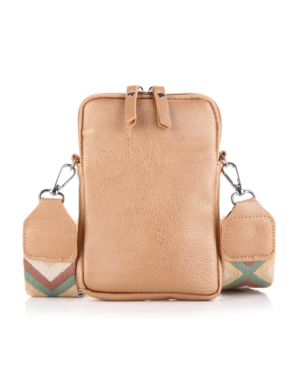 Telefoontas luxe schouderband - Brons