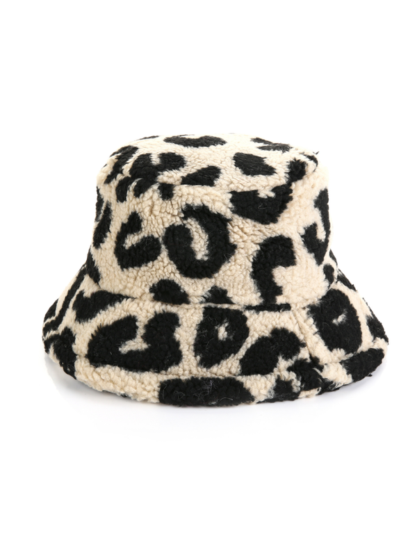 Bucket hat teddy - Beige panter