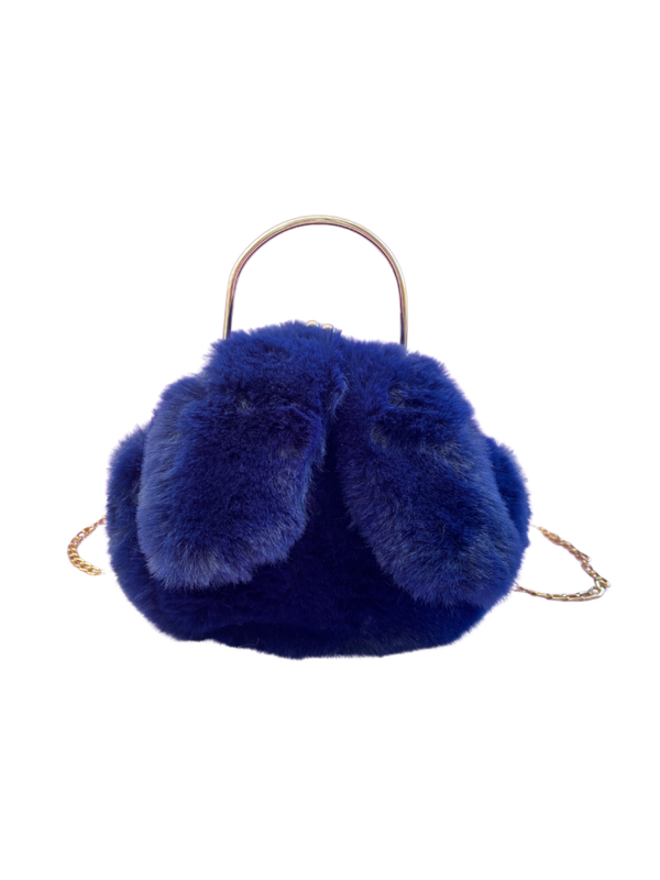 Faux fur handtas - Konijn blauw