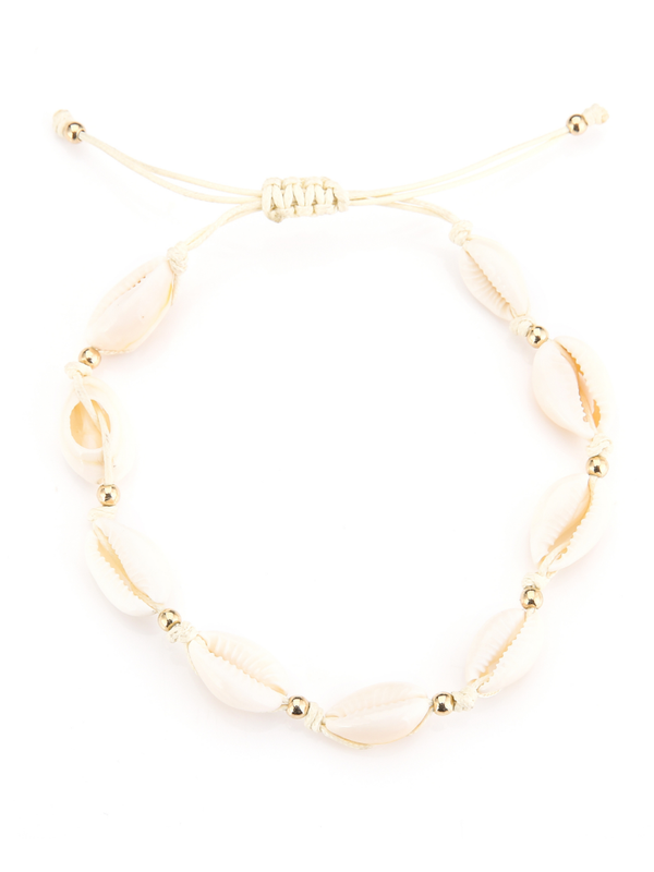 Enkelband schelpen - Beige