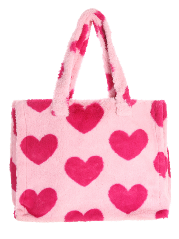 Faux fur shopper - Pink Hearts