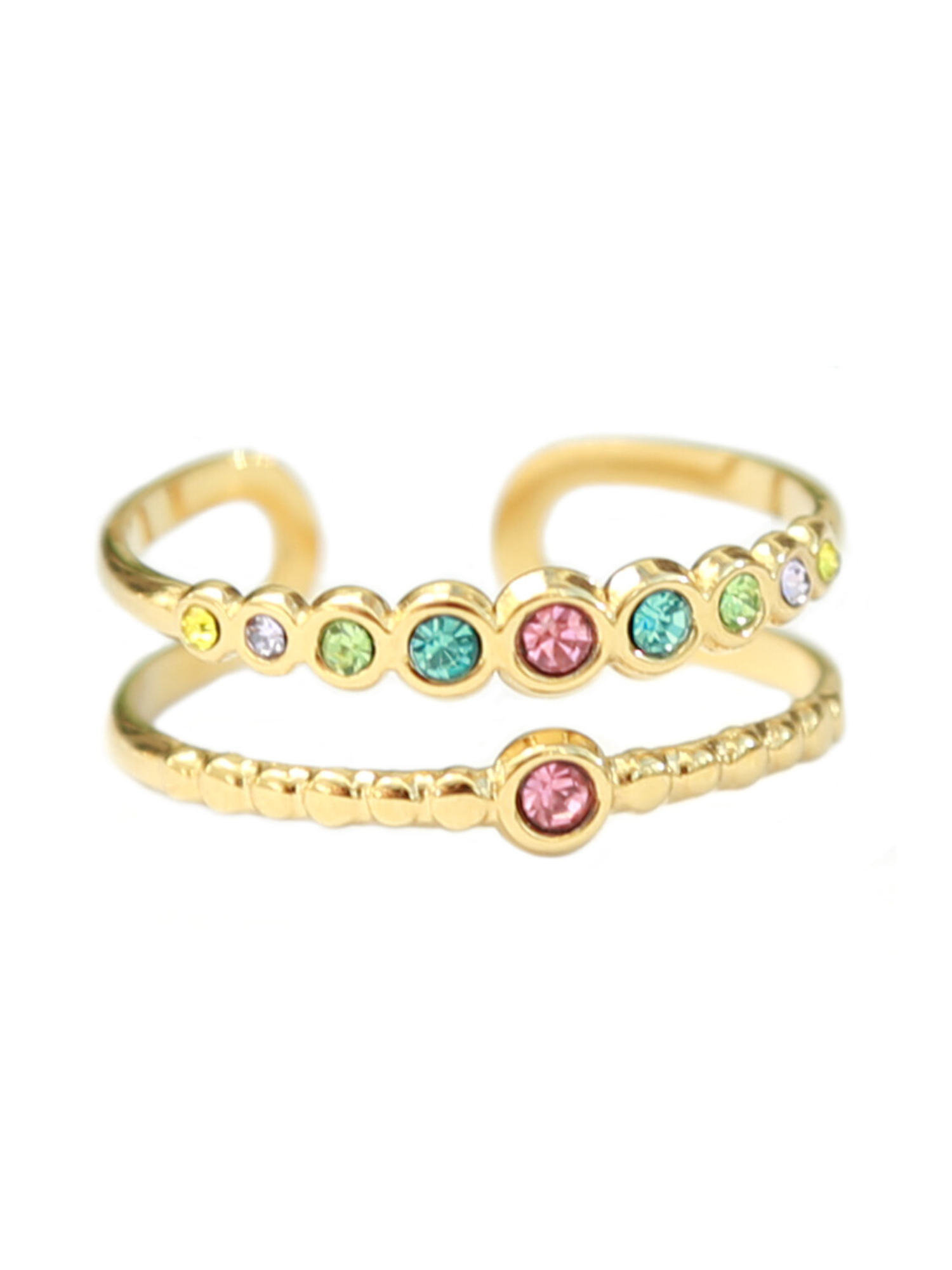 Ring goud colorful strass