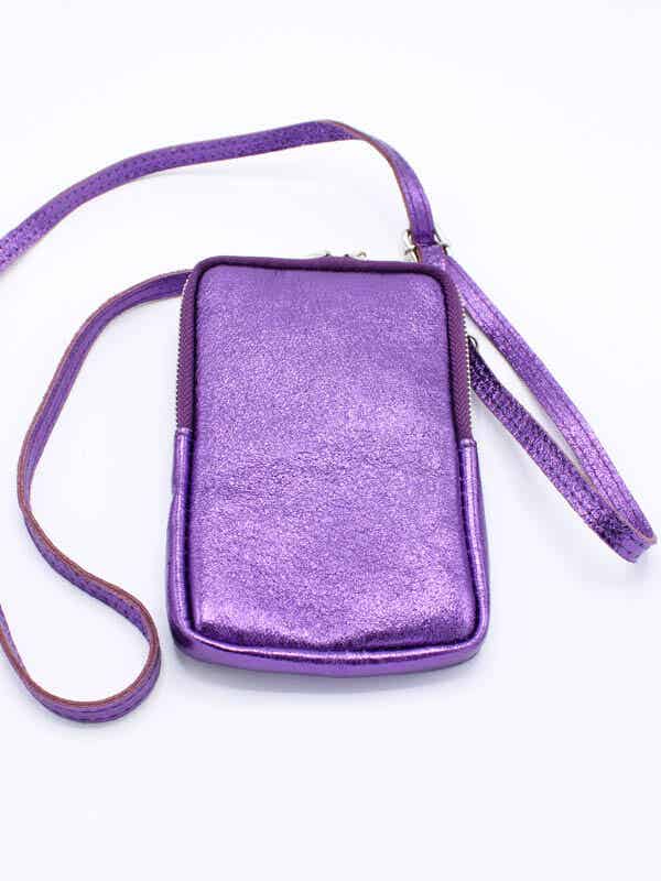 Telefoontas Joy - Paars (echt leer)