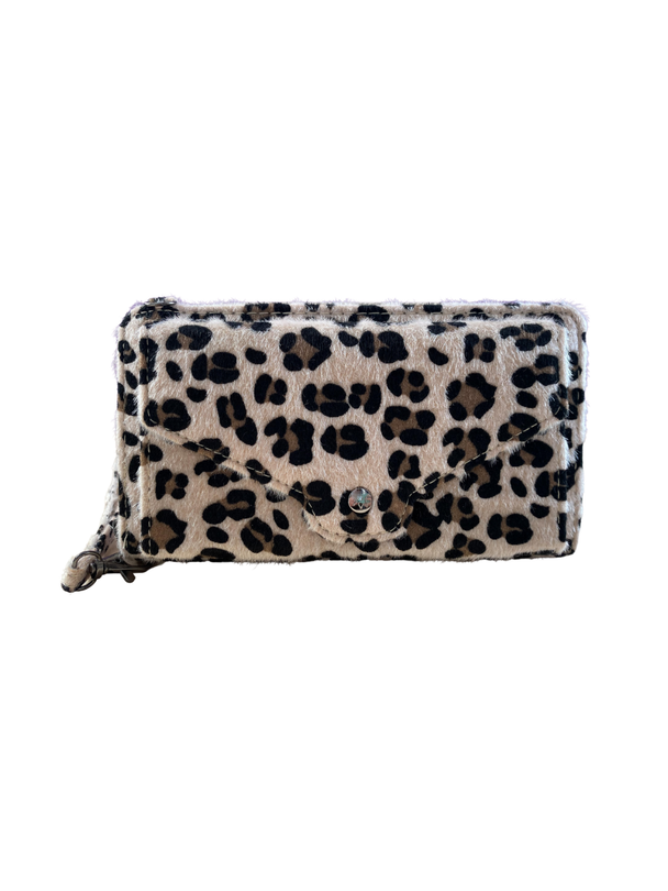 Portemonnee met telefoonvak - Luipaard naturel