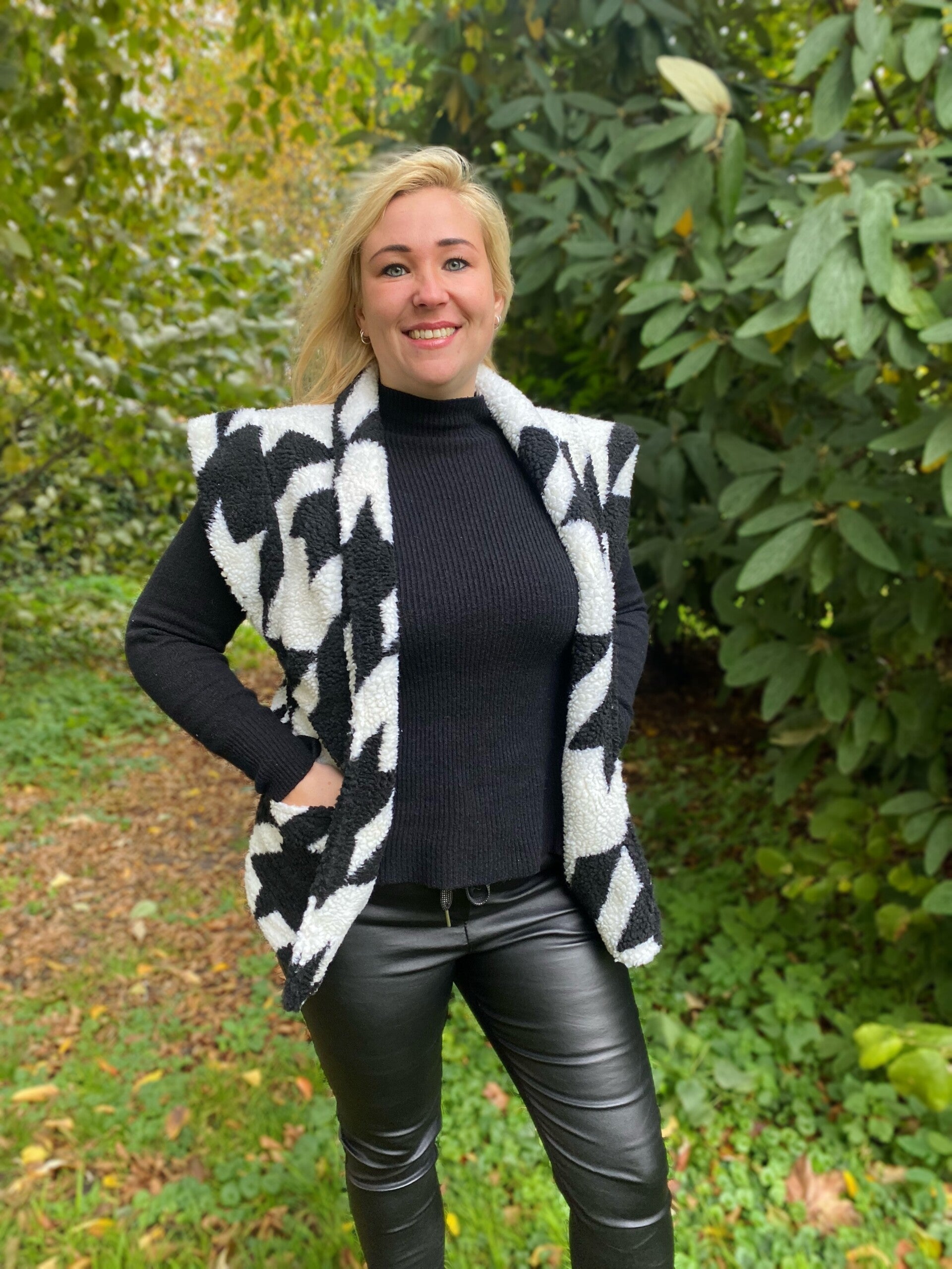 Teddy gilet - Black & White