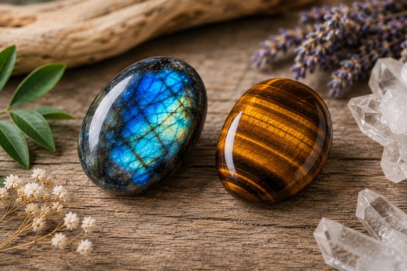 Labradorite et Œil de Tigre - pierres de protection énergétique