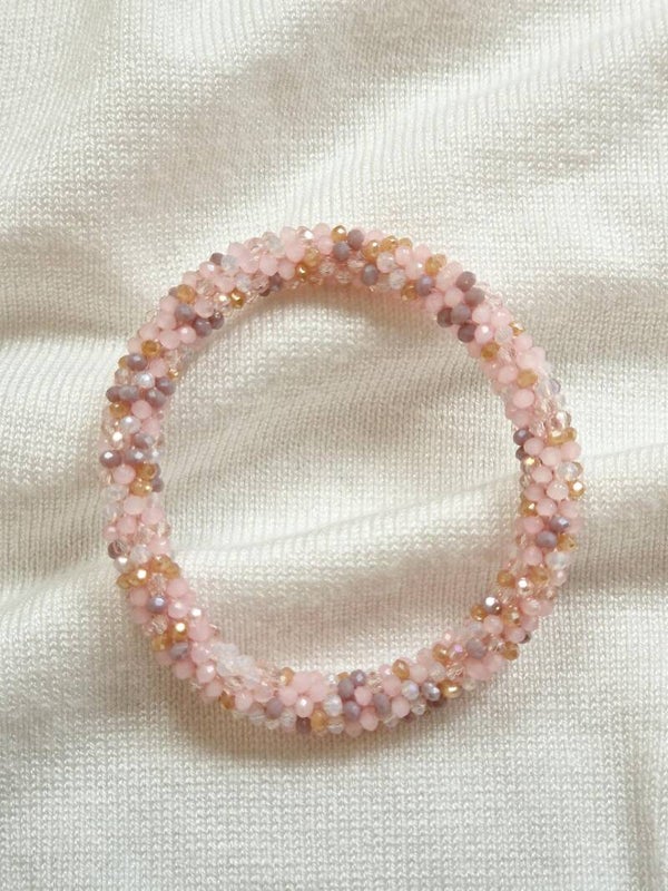 Facet Armband Multicolour Beige- Pink