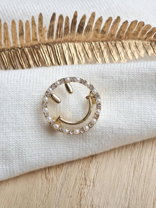 Broches Smiley With Pearls Gold