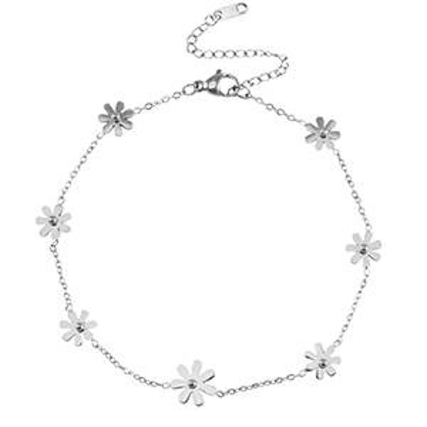 Enkelbandje Flower Silver