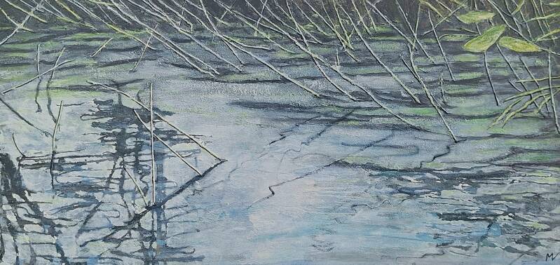 Stengels in het water 60 x 30 cm