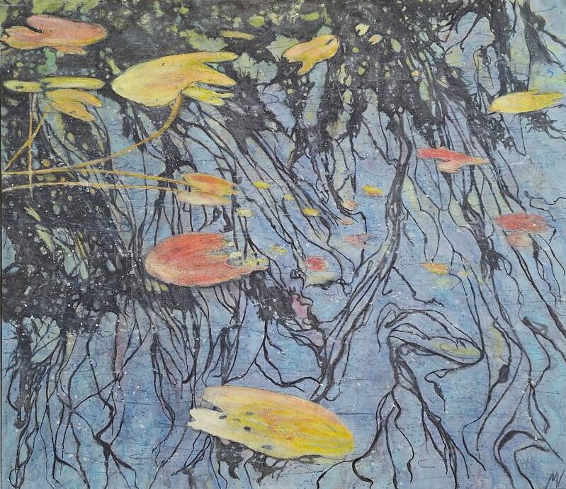  Waterleliebladeren 90x 80 cm