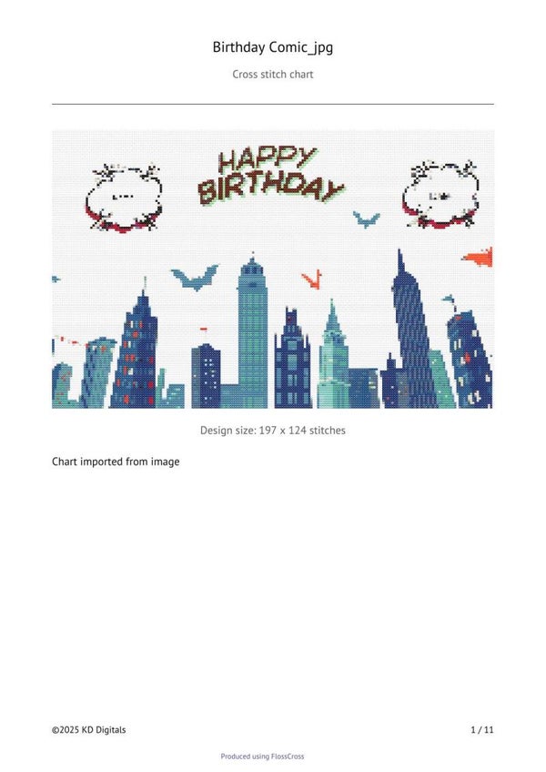 Birthday Comic Cross Stitch