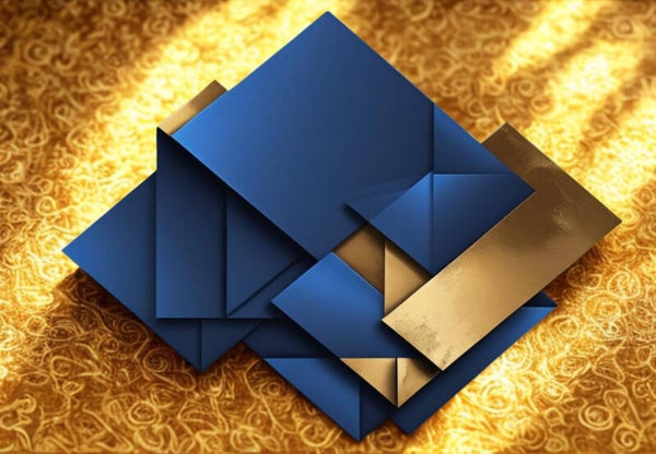 Cubist Art, Gold and Blue Art Posters