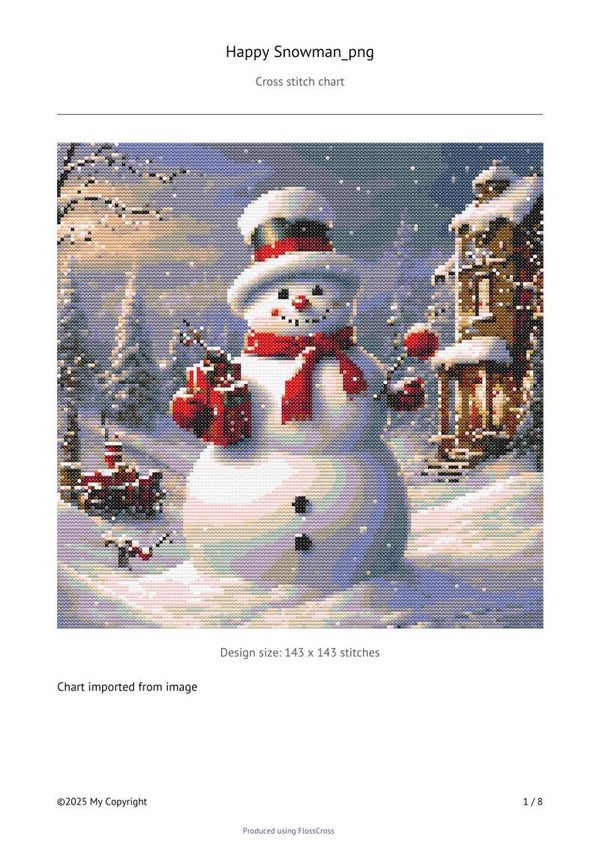 Happy Snowman Holiday Cross Stitch