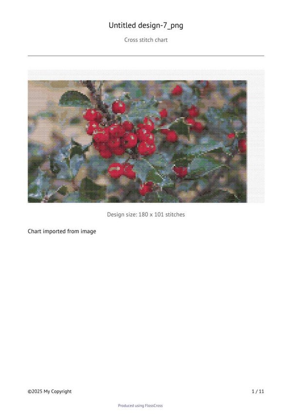 Red Holly Cross Stitch
