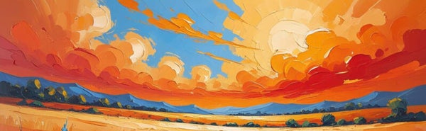 Oil Impressionist gold blue landscape posters