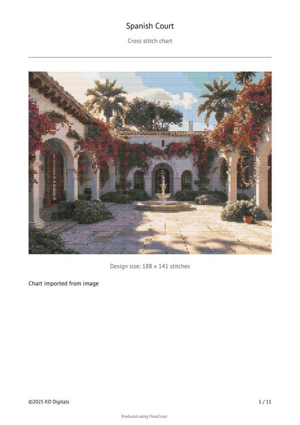Spanish Courtyard - Home Photo- Cross Stitch