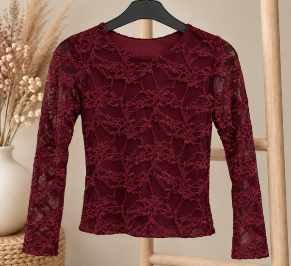 Shirt kant - Meike bordeaux rood