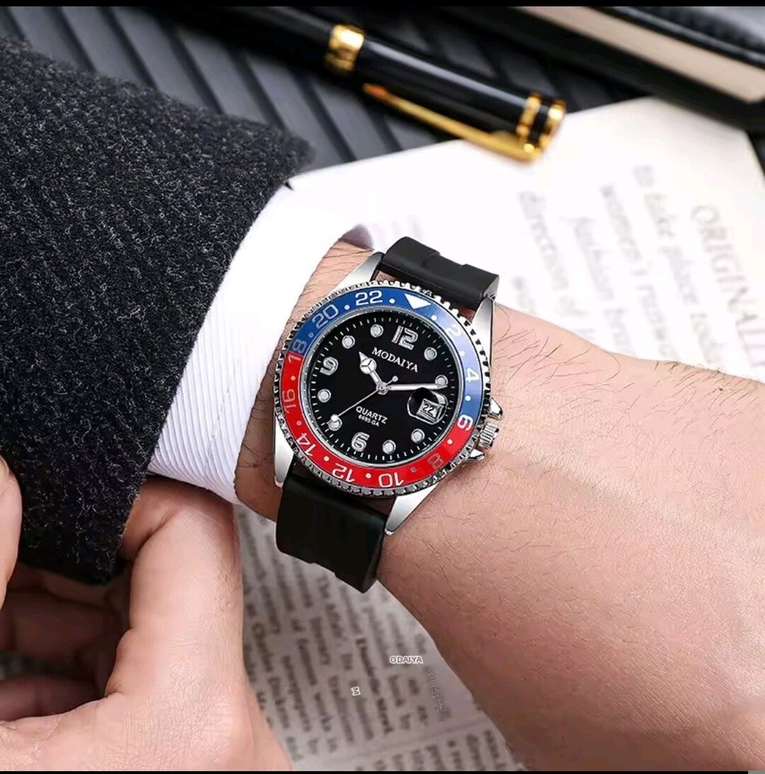Montre modalya, bracelet silicone Noir. Quartz.
