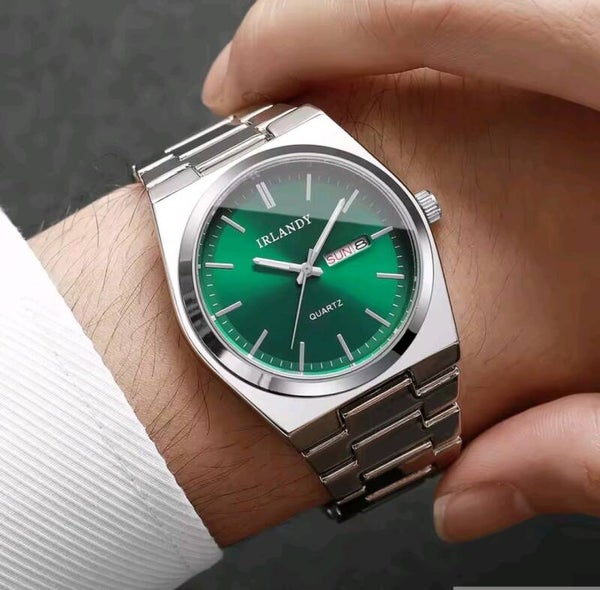 Montre Irlandy Fond vert Émeraude, Quartz.