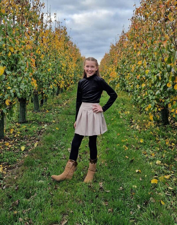 Meisjes plooirok beige