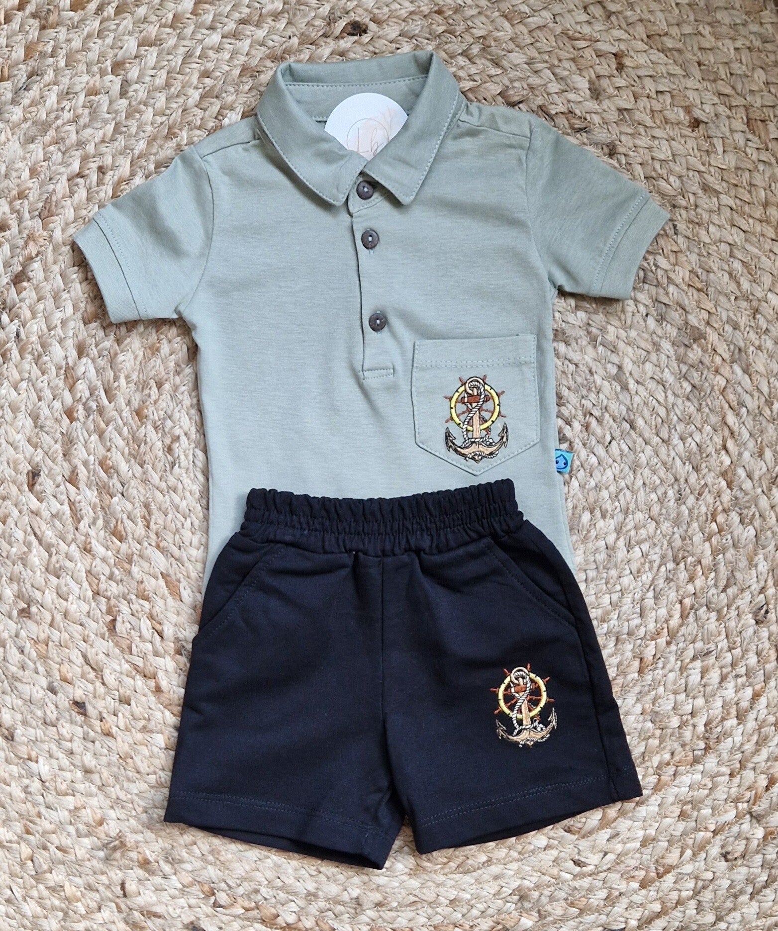 Boys poloshirt en sweatshort Jarron green