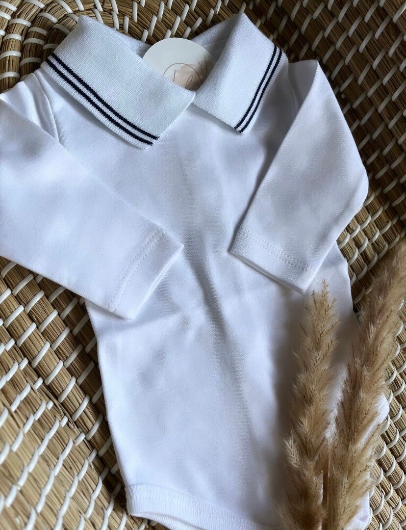 Polo romper gestreept lange mouw