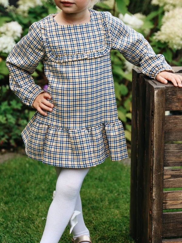 Geruite jurk Noa met ruches