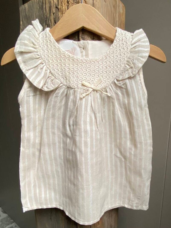 Beige linnen look jurkje met bloomer