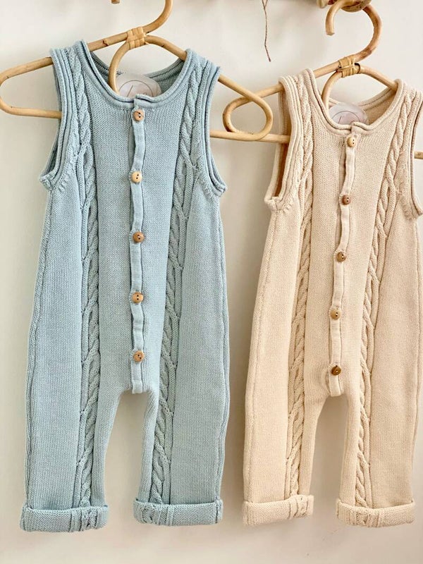 Gevlochten Onesie - mintgroen