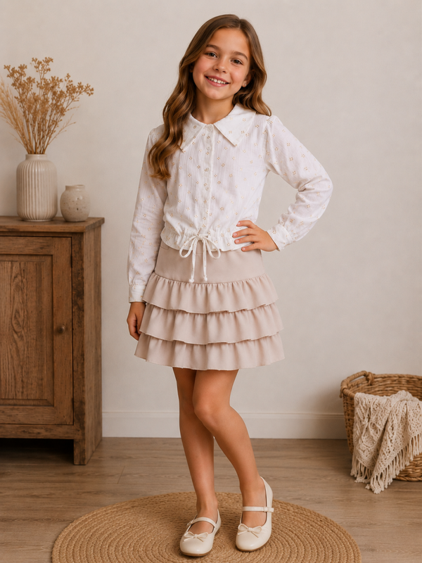 Witte met gouden blouse