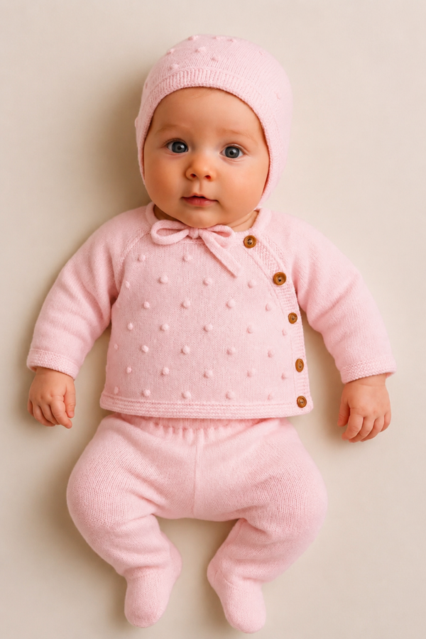 Gebreid geboorteset roze