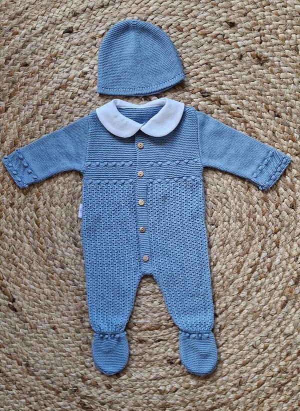 Fijngebreid boxpakje kobaltblauw