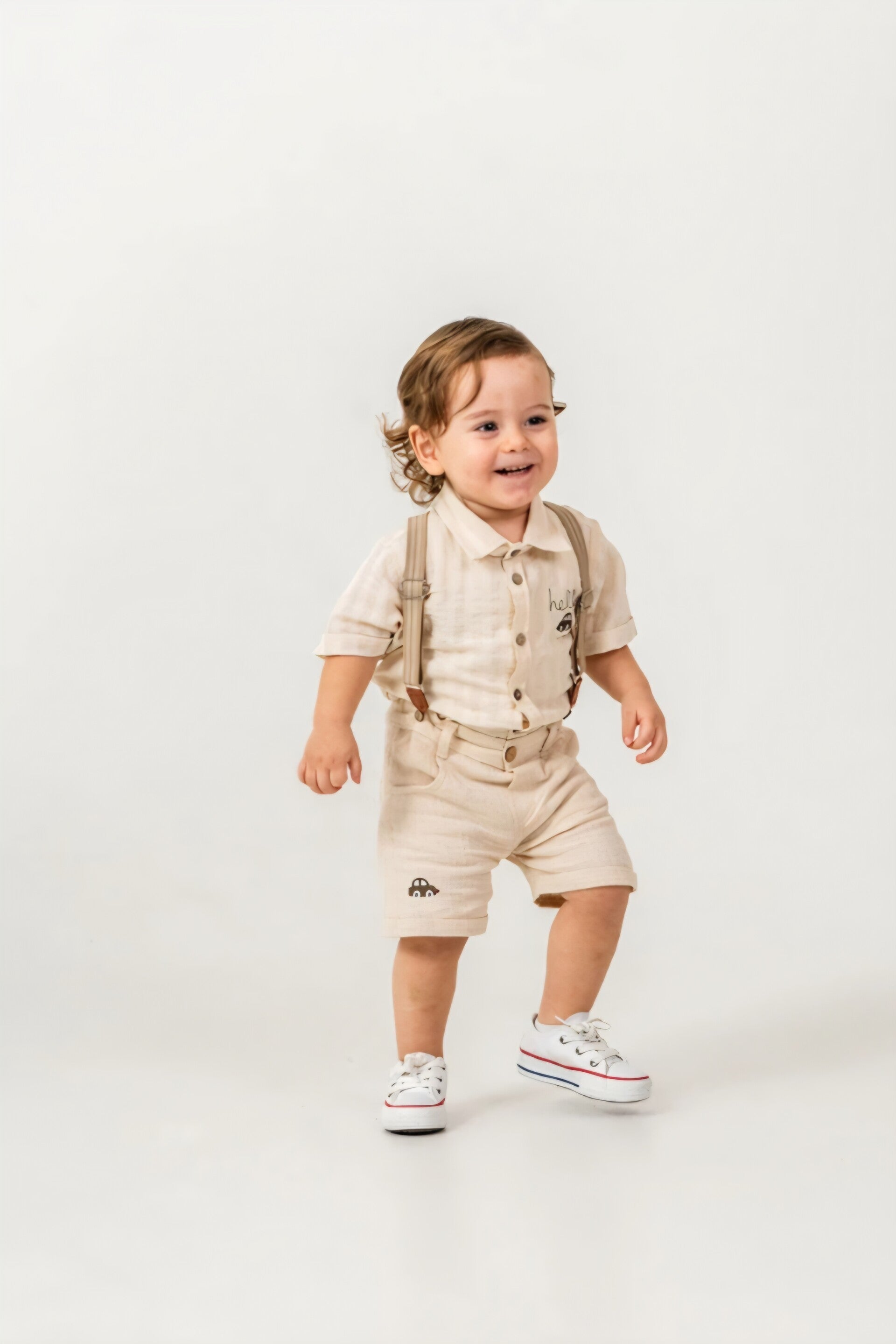 Jongensset beige met bretels