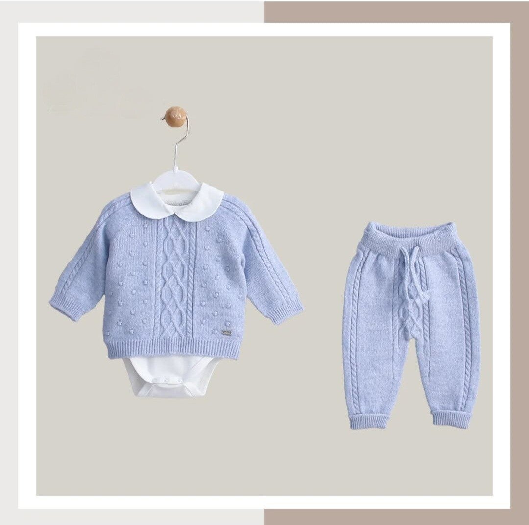 Babyset blauw merinowol blauw