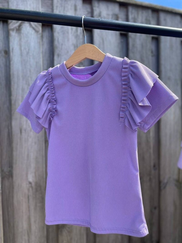 Paars meisjes shirt korte mouw.