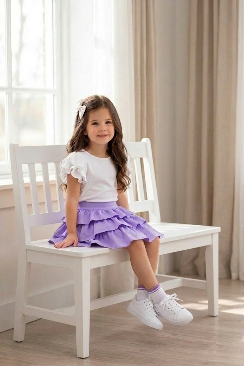 Lila meisjesrok met laagjes