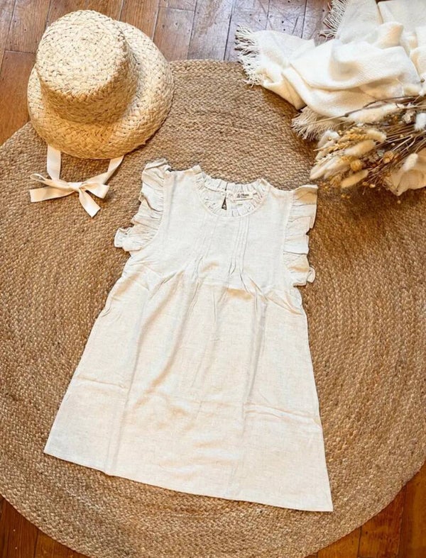 Jolie linnen jurk zandkleur