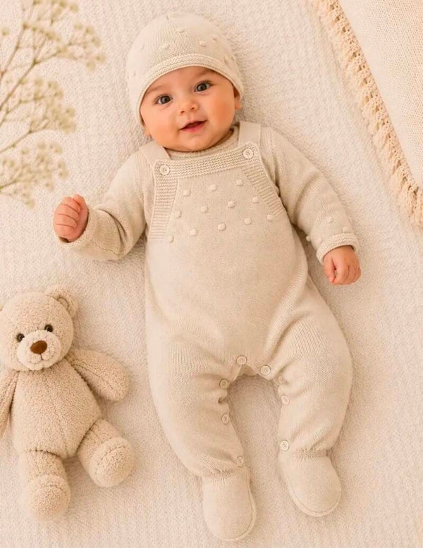 Driedelig geboorte set beige