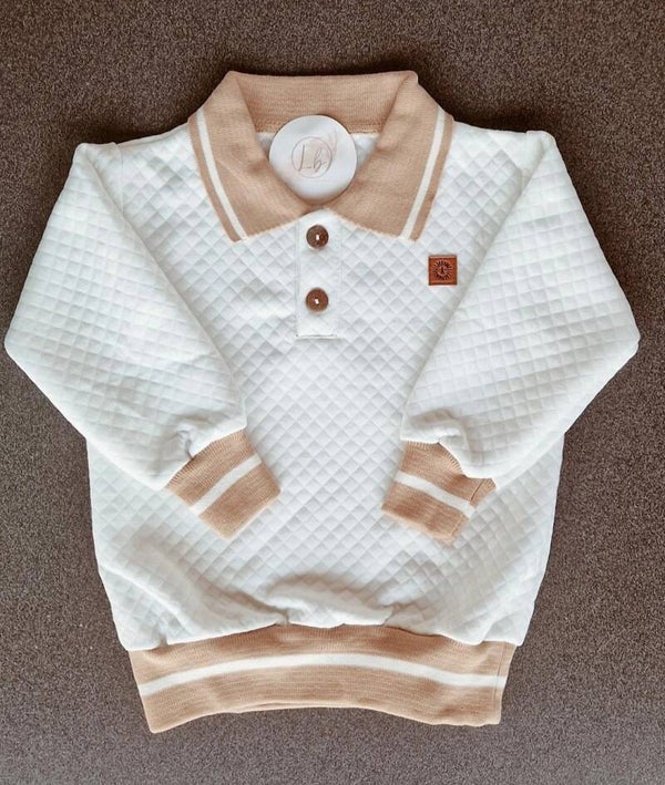 Wafelgrebreide trui met kraag